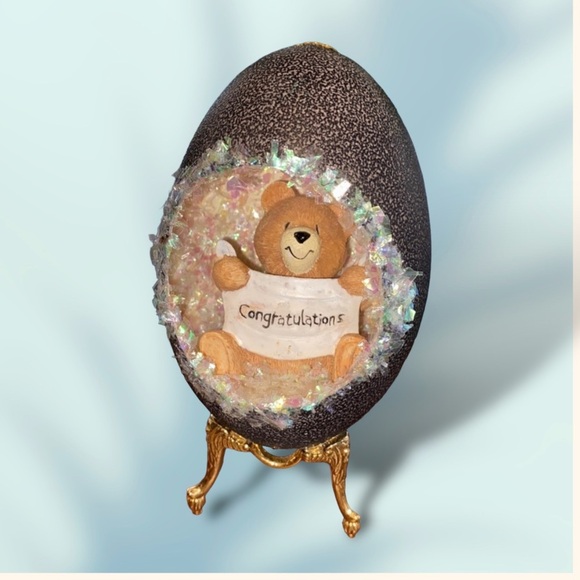 𝑯𝒂𝒏𝒅𝒎𝒂𝒅𝒆 Emu Egg “Congratulations” Gift - Picture 8 of 14